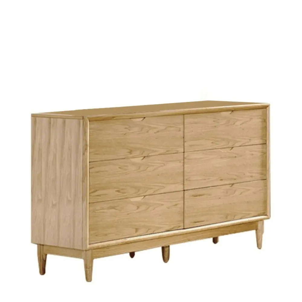 Our Home Keira Scandinavian Solid Wooden Chest Of 6-Drawers Sideboard Storage Cabinet - Natural