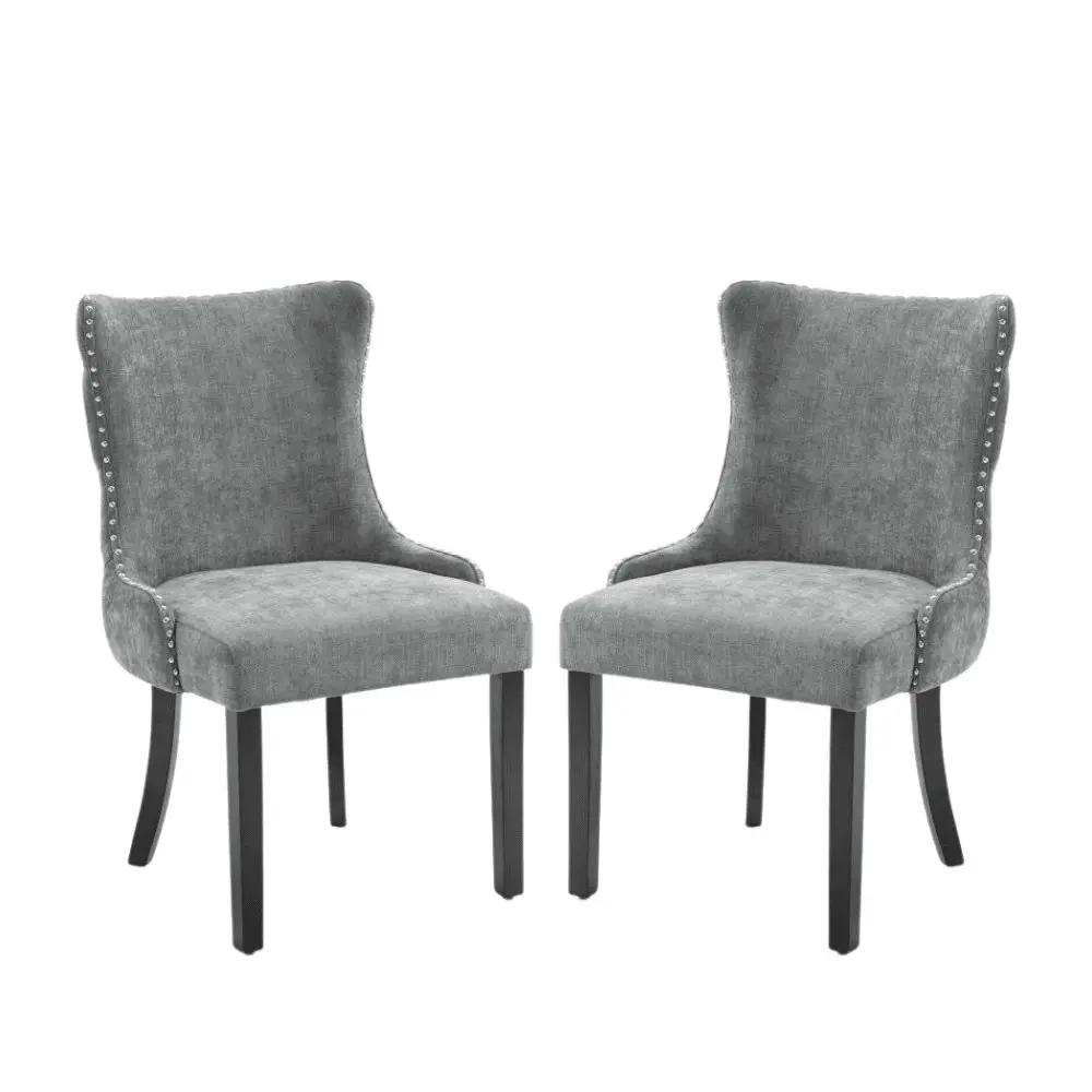 HomeStar Set Of 2 London Velvet Fabric Dining Chair - Grey