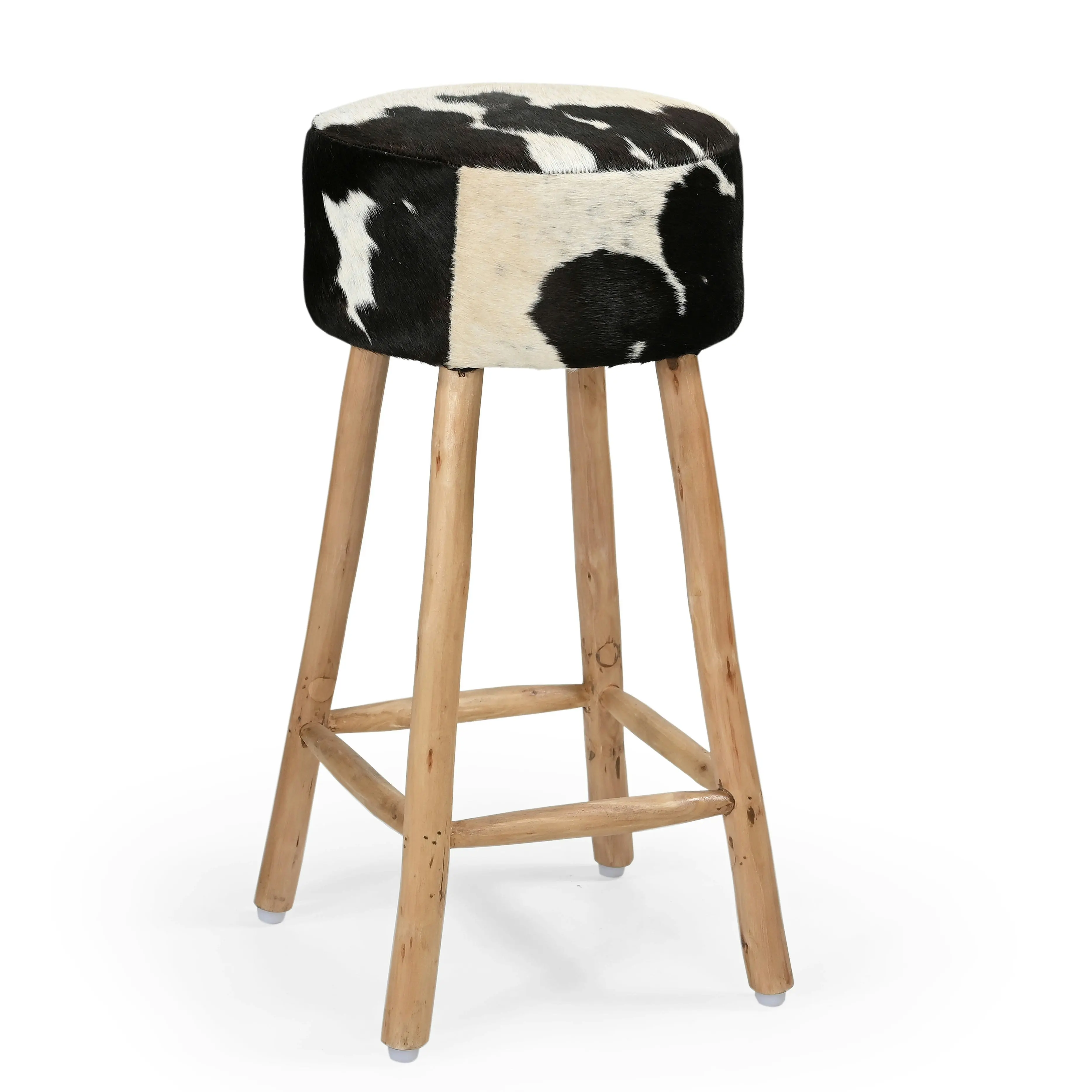 Amari Cowhide Kitchen Counter Bar Stool 78cm Wooden Legs