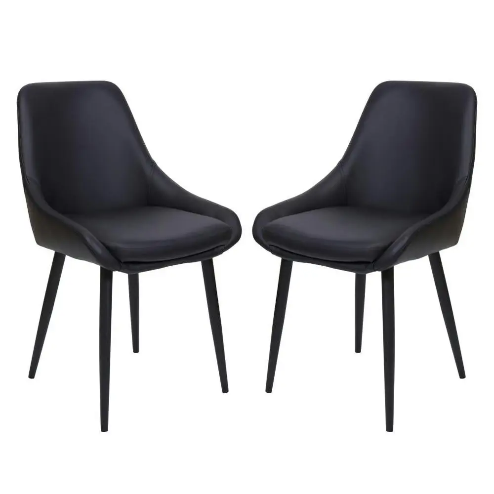 Raimon Furniture Set Of 2 Marco Faux Leather Dining Chair Metal Legs - Black