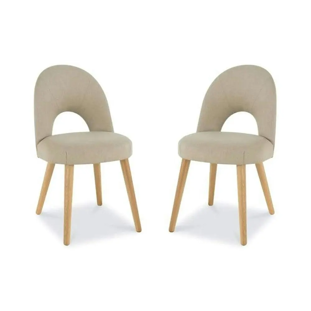 6IXTY Set of 2 - Charlie Scandinavian Fabric Dining Chair - Stone