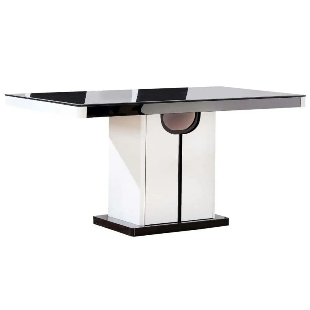 Our Home Gisella Luxury Rectangular Tempered Glass Wooden Dining Table 150cm - Black & White