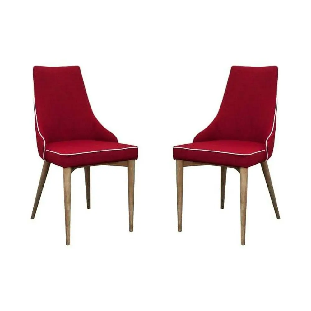 6IXTY Set of 2 - Martini Luxury Scandinavian Fabric Dining Chair - Red