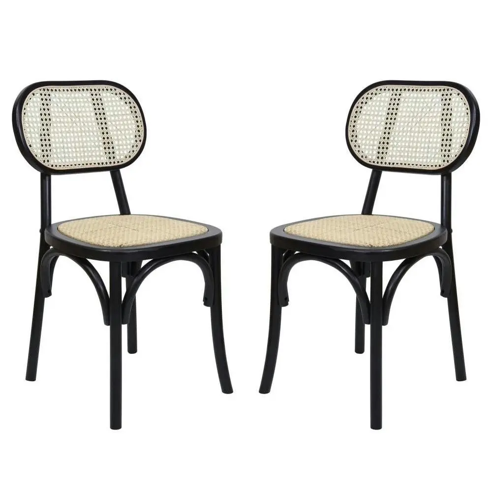 Raimon Furniture Set Of 2 Sofia Rattan Kitchen Dining Side Chair - Black