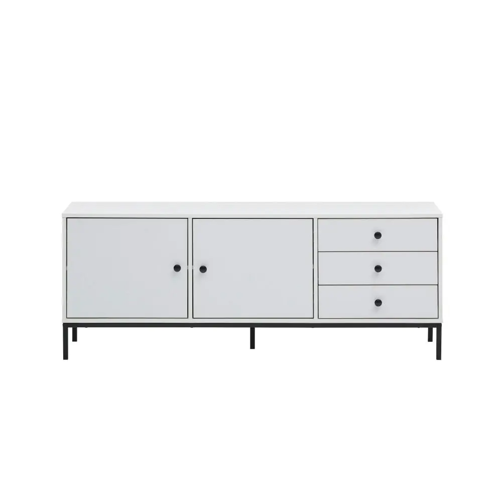 Design Square Urbano Low Sideboard Buffet Unit W/ 2-Doors 3-Drawers - White/Black