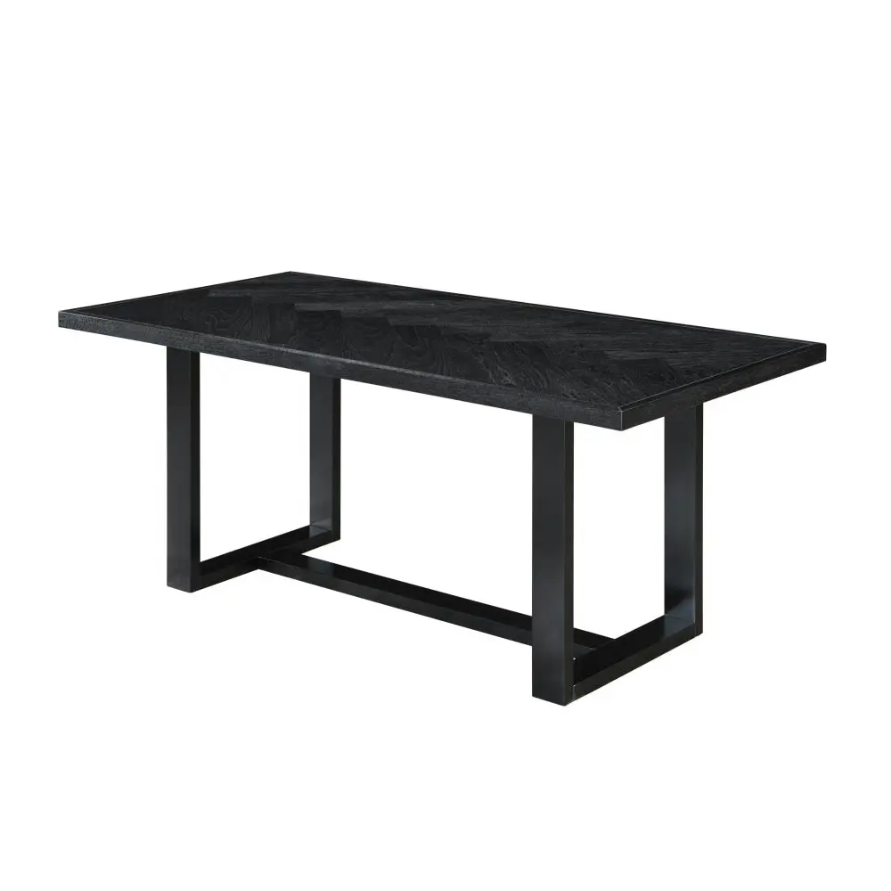 HomeStar Perry Herringbone Pattern Rectangular Dining Table 180cm - Black