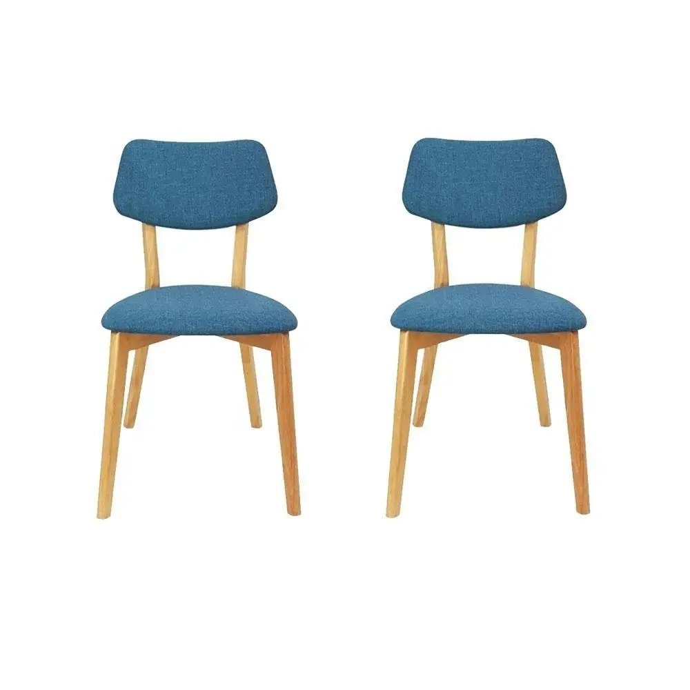 6IXTY Set Of 2 - Jelly Bean Scandinavian Fabric Wooden Dining Chair - Teal