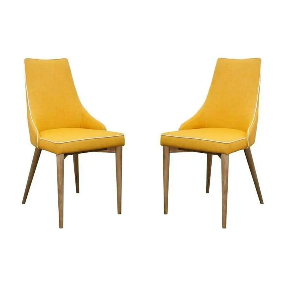 6IXTY Set of 2 - Martini Luxury Scandinavian Fabric Dining Chair - Yellow