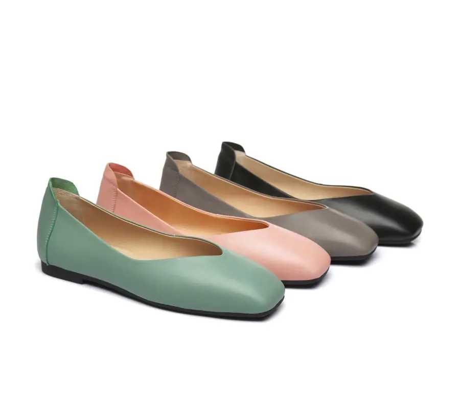 Tarramarra Square Toe Leather Ballet Flats Women Linda