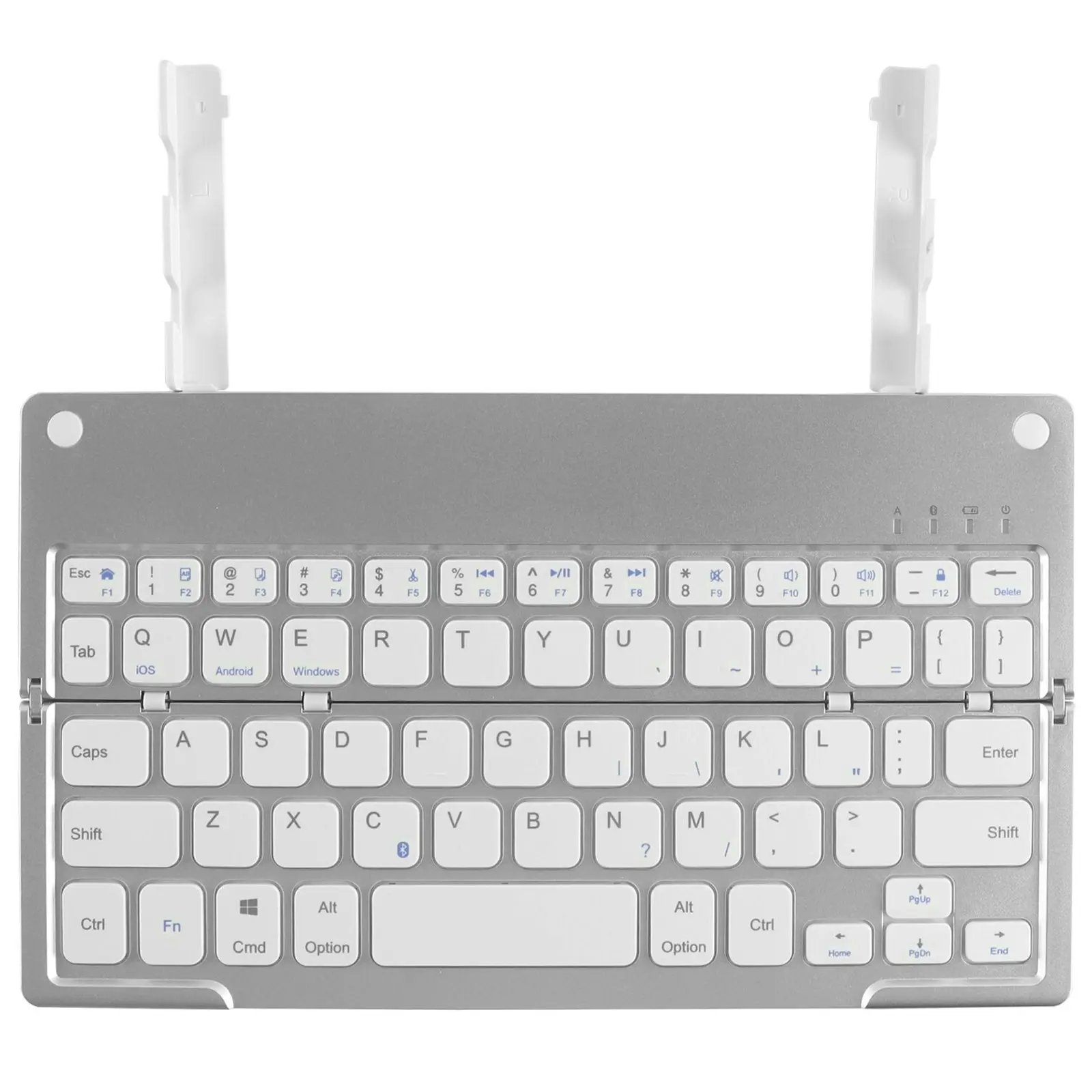 TODO Folding Bluetooth Wireless Keyboard Phone Tablet Holder Windows Android - Silver