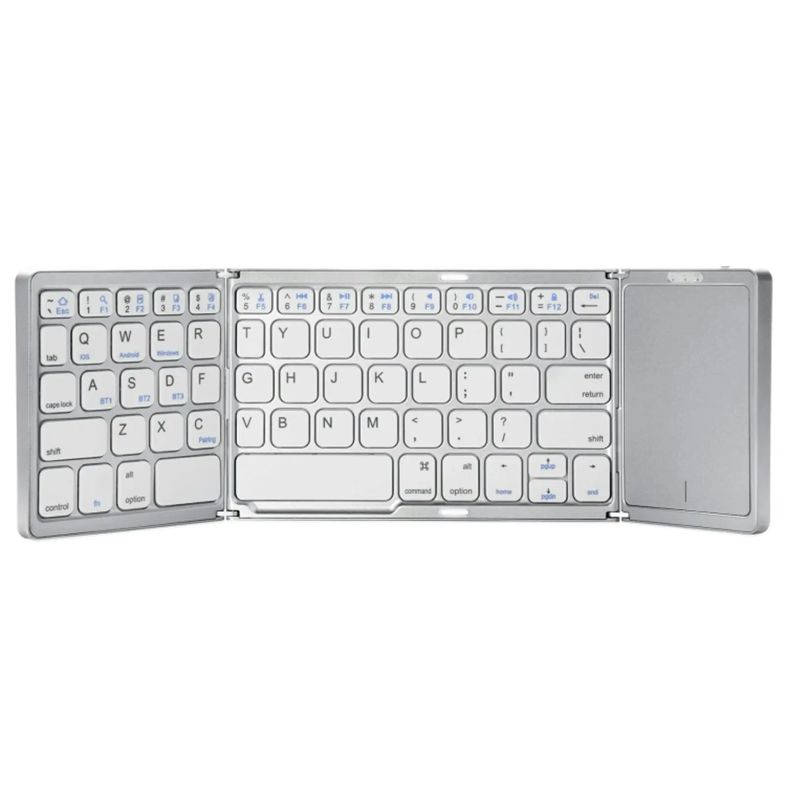 TODO Folding Bluetooth Wireless Keyboard Touchpad BT 5.1 Mac Windows Android - Silver