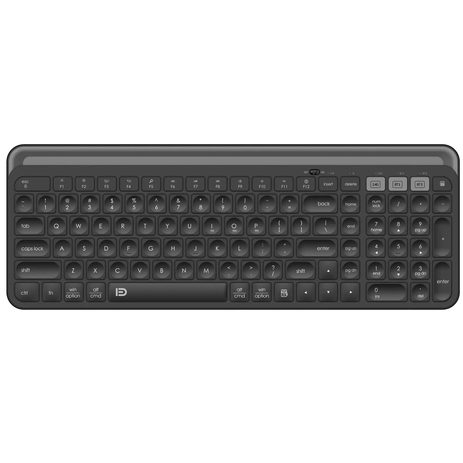 TODO Bluetooth Wireless Keyboard Tablet Holder Mac Windows Android 2.4G USB BT 3.0 5.0 - Black