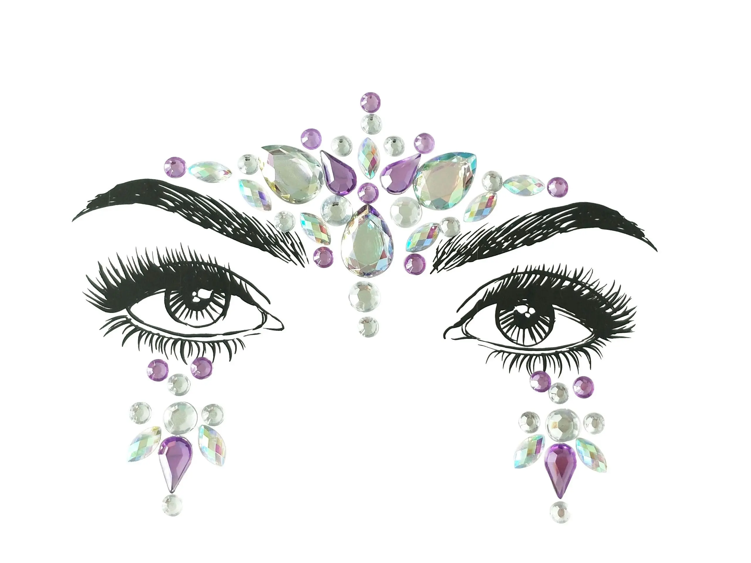 Adhesive Face Gems Body Rhinestone Jewel Diamontes Party Body Glitter Sticker Tattoo II-002