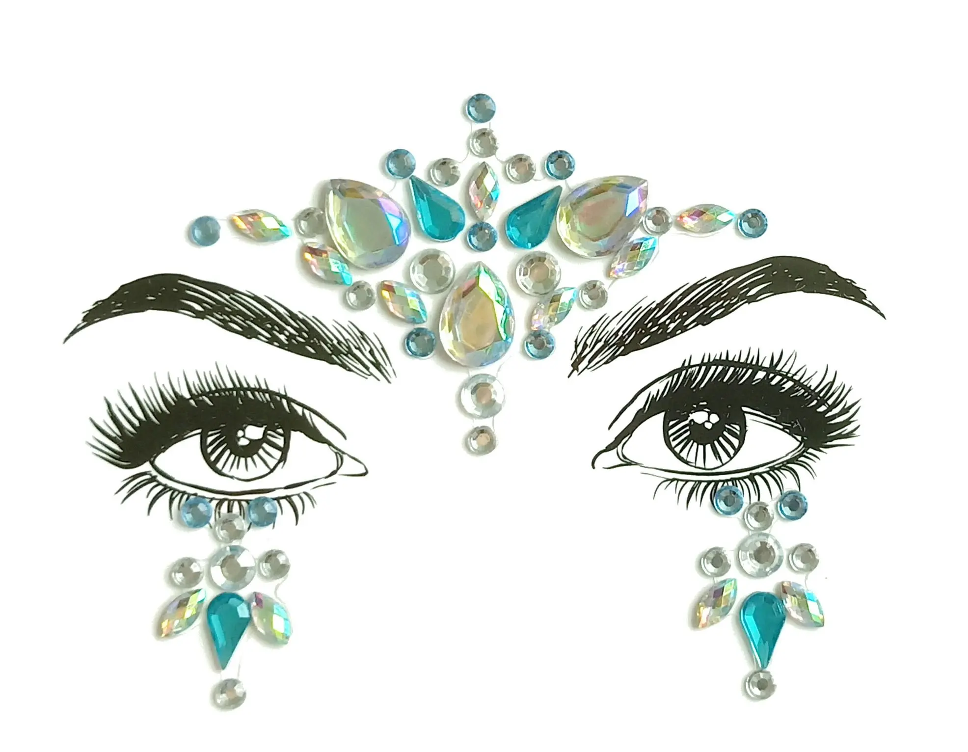 Adhesive Face Gems Body Rhinestone Jewel Diamontes Party Body Glitter Sticker Tattoo II-001