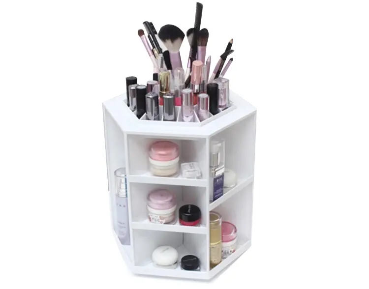 TODO 360 Rotating Makeup Organizer Container Spinning Hanger Rack White