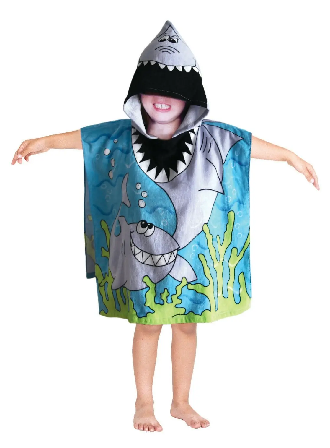 Kingtex Kids Beach Hooded  Towelling Poncho Ballerina Fairy