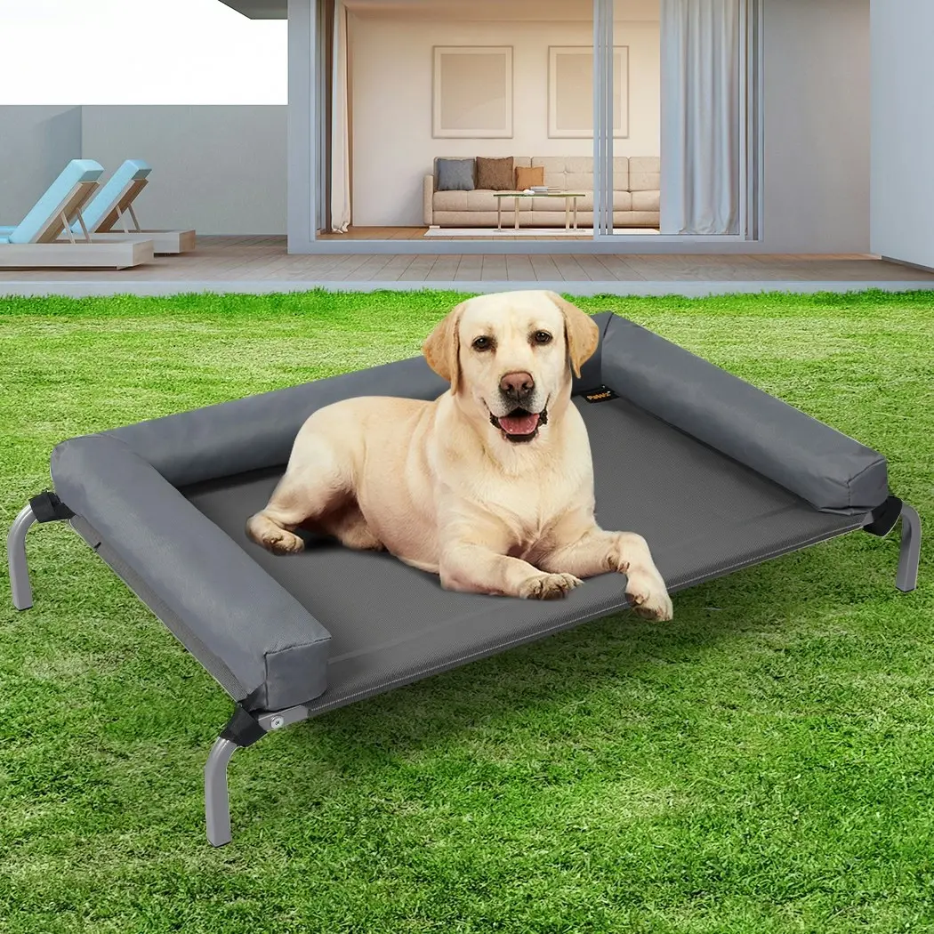 Pawz Elevated Pet Bed Dog Puppy Cat Trampoline Hammock Raised Heavy Duty Grey L