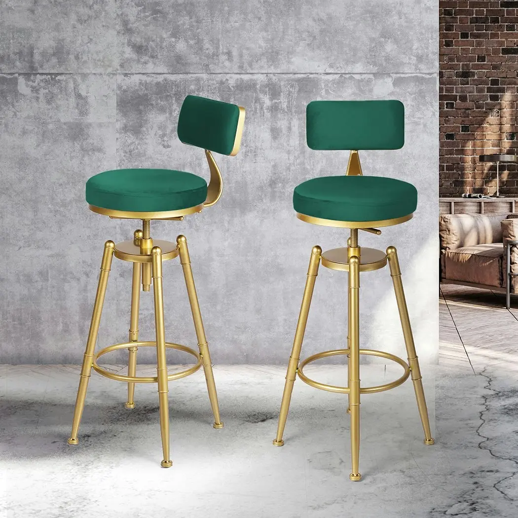 Levede 1x Bar Stools Velvet Kitchen Stool Chair Swivel Barstools Padded Seat