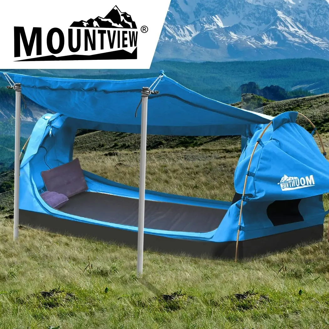 Mountview Double Swag Camping Swags Canvas Dome Tent Free Standing Navy