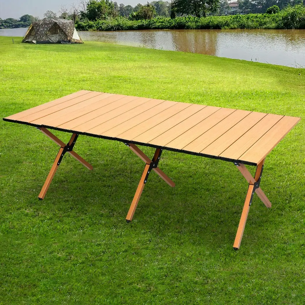 Levede Folding Camping Table Foldable Portable Picnic Outdoor Egg Roll BBQ Desk