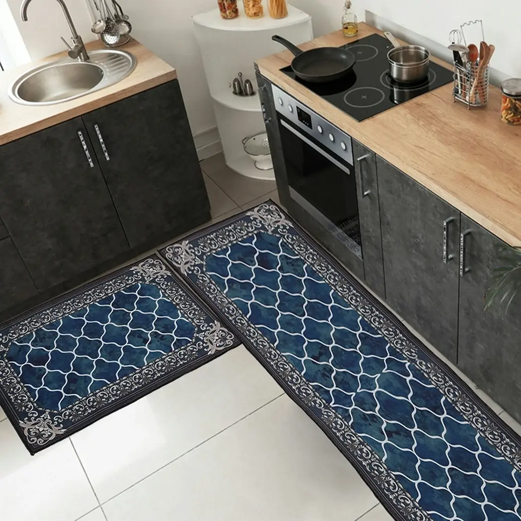 Marlow 2x Kitchen Mat Floor Rugs Area Carpet Non-Slip Door Mat 45x150cm /45x75cm