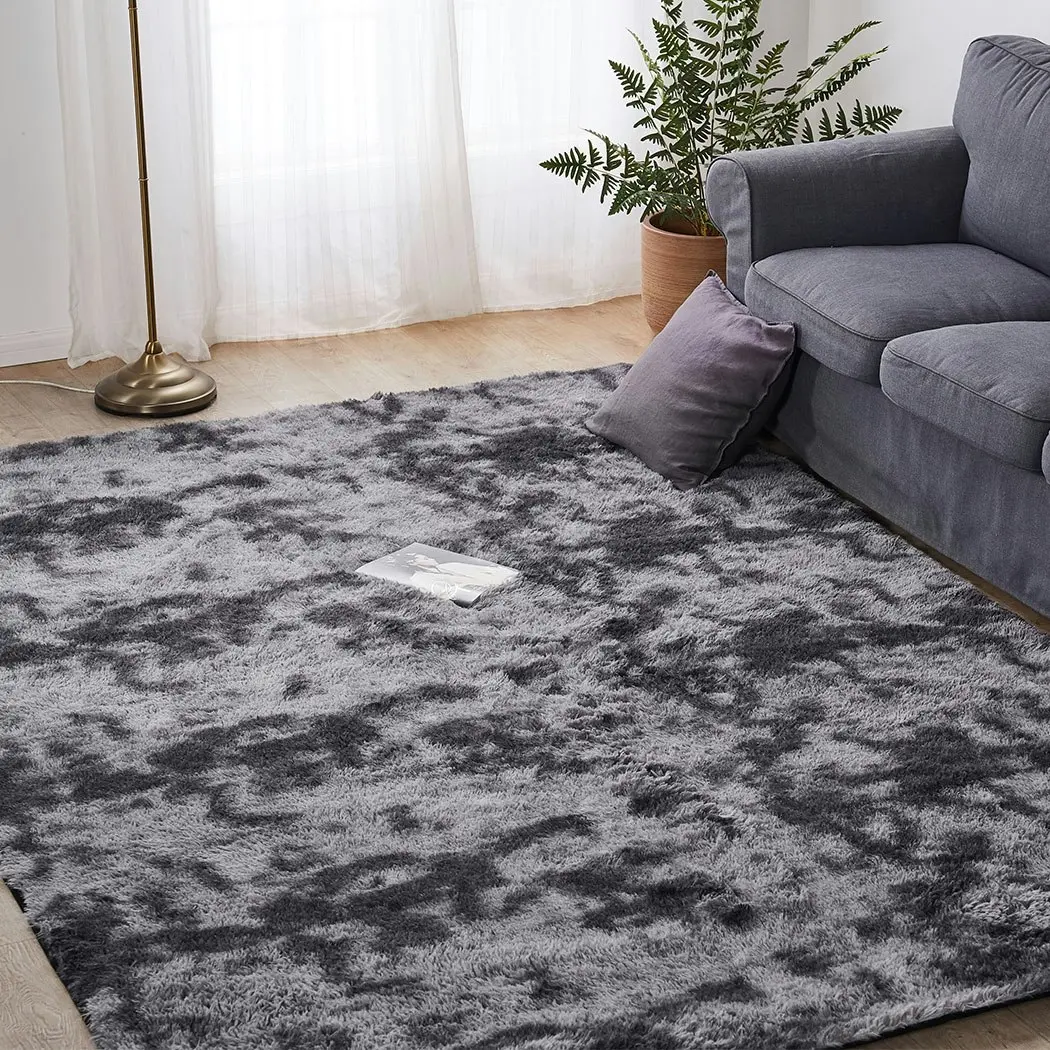 Marlow Floor Shaggy Rugs Soft Large Carpet Area Tie-dyed Midnight City 160x230cm