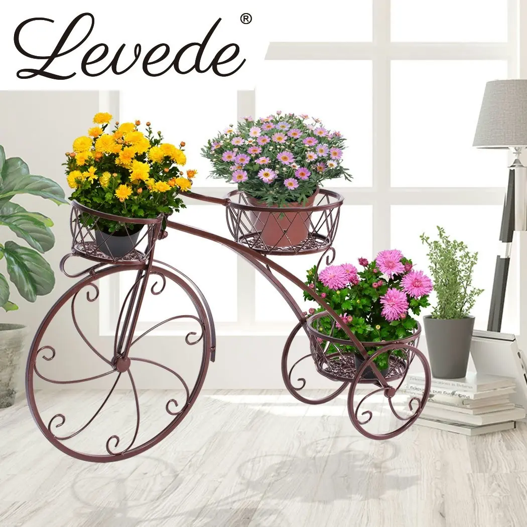 2x Levede Plant Stand Outdoor Indoor Metal Pot Garden Decor Flower Rack Shelf