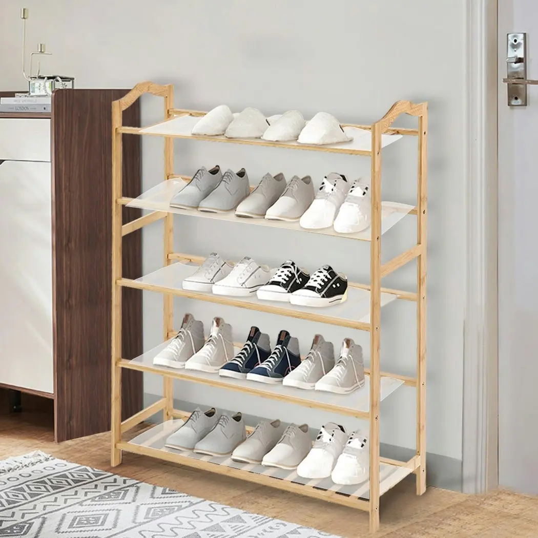 Levede Bamboo Shoe Rack Storage Wooden Organizer Shelf Stand 5 Tiers Layers 80cm