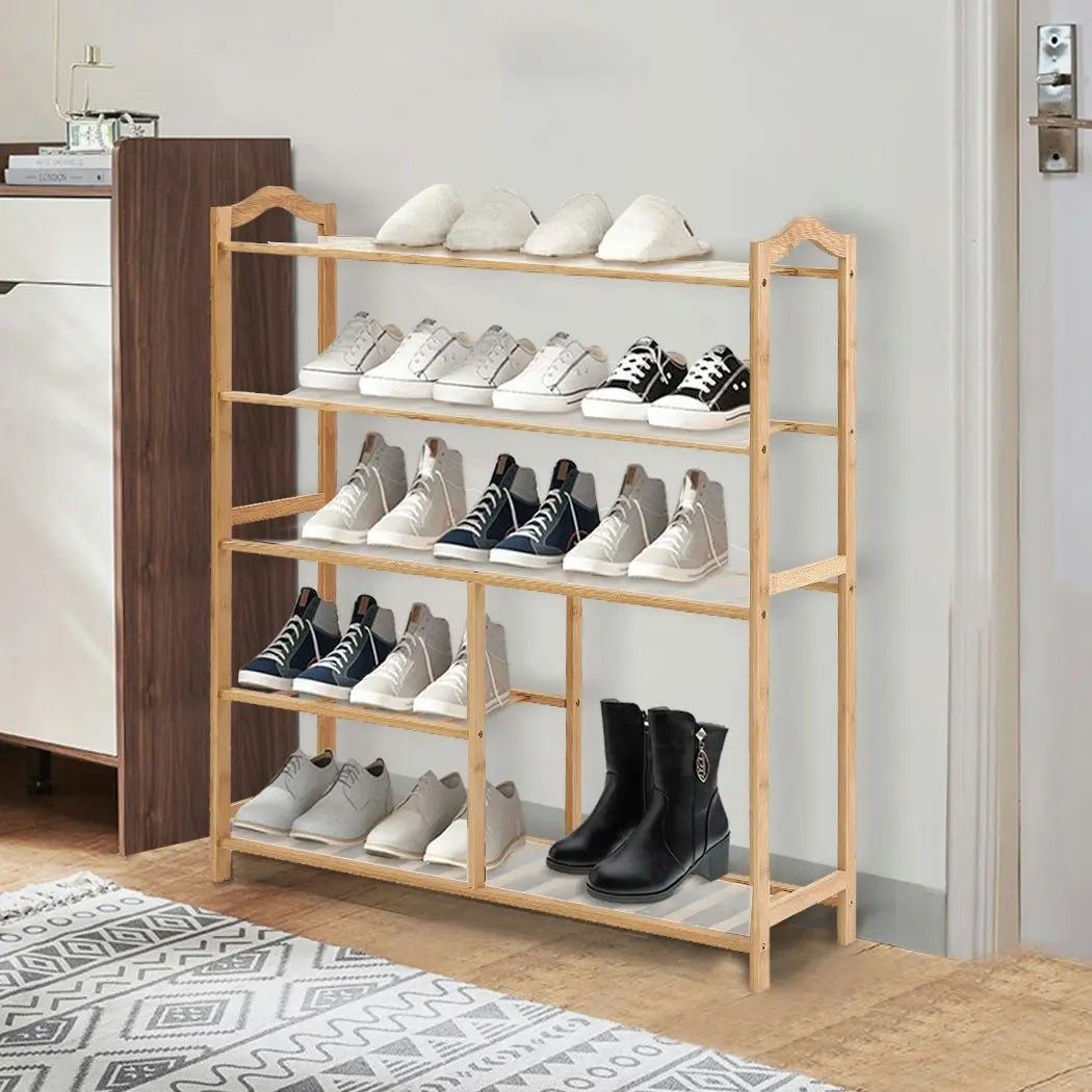 Levede Bamboo Shoe Rack Storage Wooden Organizer Shelf Stand 5 Tiers Layers 80cm