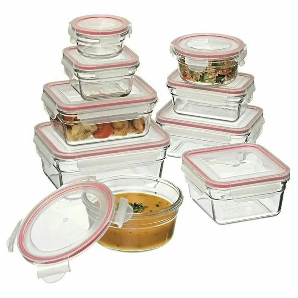 Glasslock Tempered Glass Oven Safe 9pc Container Set W/ Lid Oven