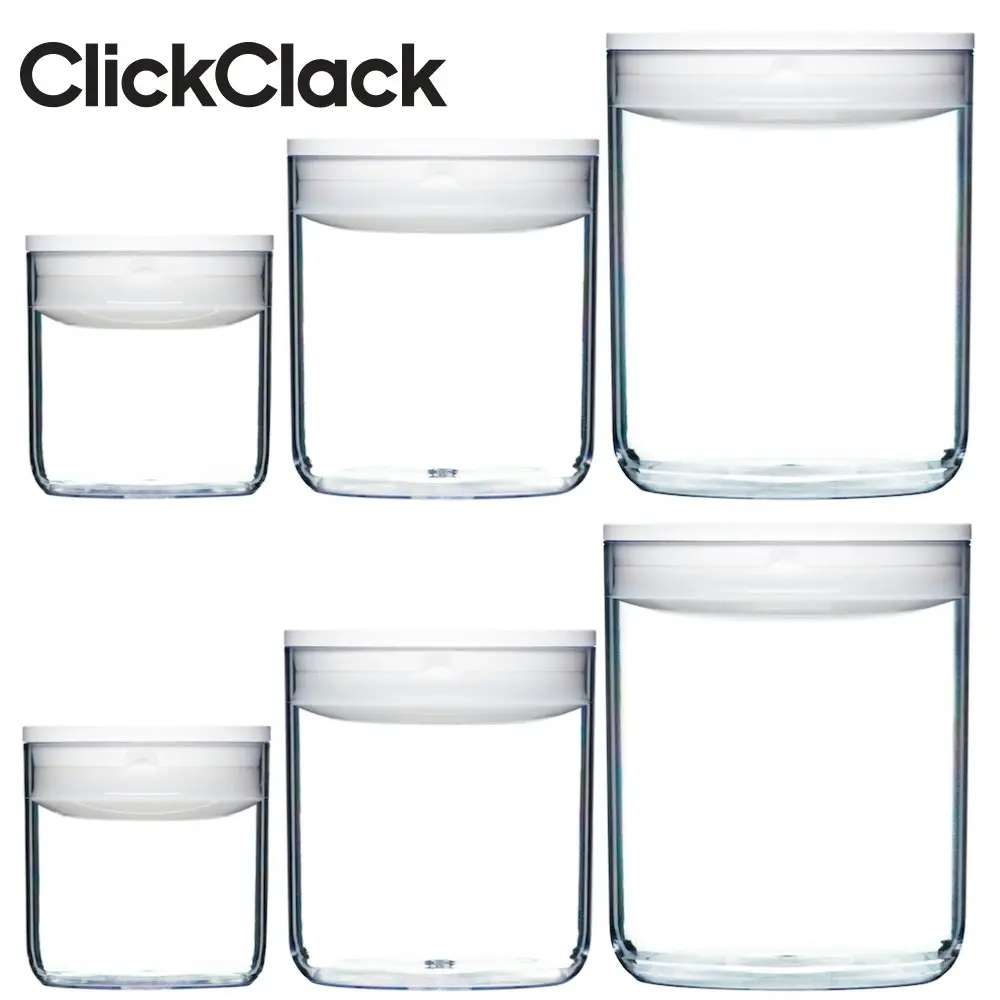 New Clickclack 6 Piece Pantry Small Round Set Container Set Air Tight 6pc