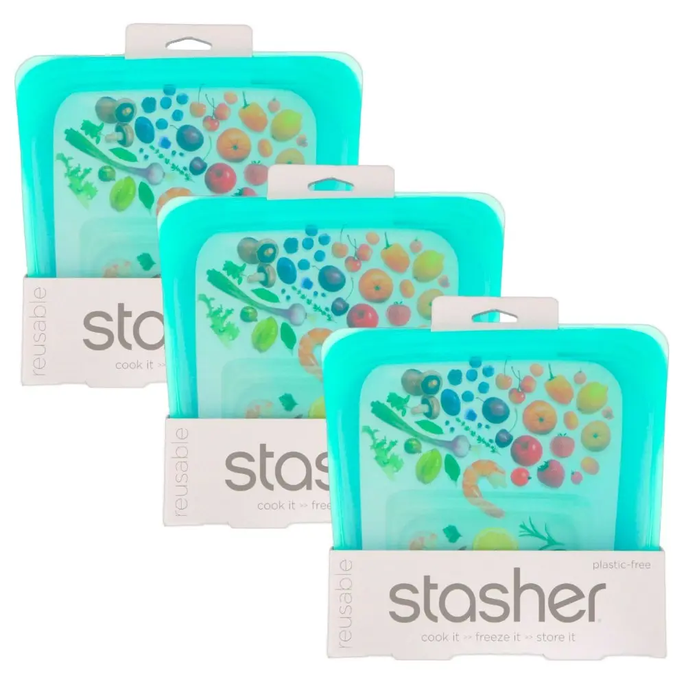 Stasher Sandwich Reusable Sandwich Bag Aqua 828ml | Set of 3