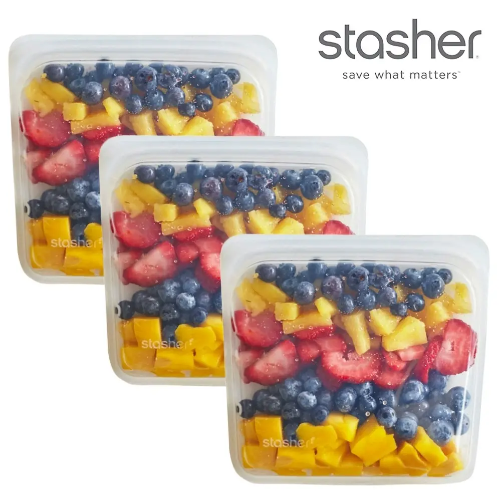 Stasher Sandwich Reusable Sandwich Bag Clear 828ml | Set of 3