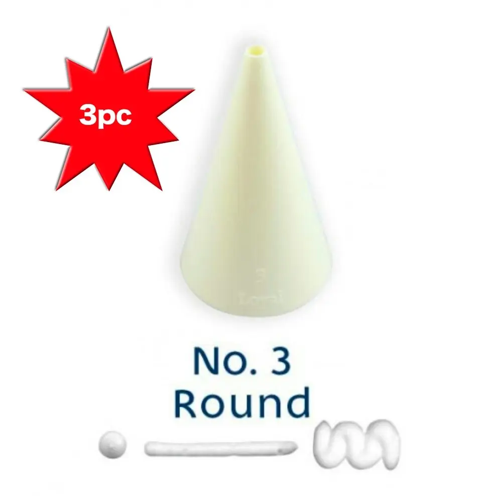 Loyal No. 3 Round Piping Nozzle Plain Plastic |  3 Pieces