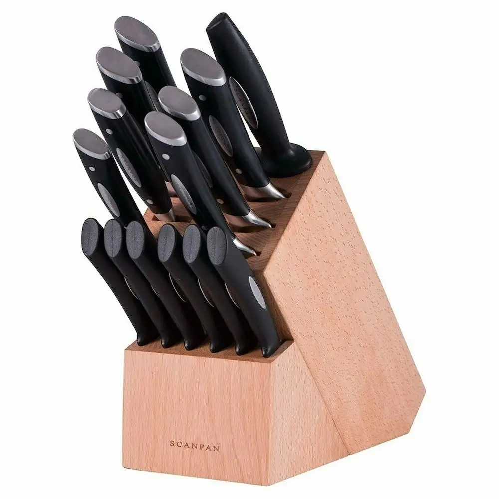 New Scanpan Classic 15 Piece Oak Knife Block Set