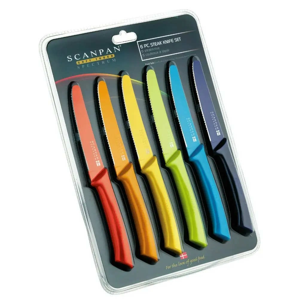 Scanpan Spectrum 6pc Serrated Steak Knife 6 Piece Knife | Coloured