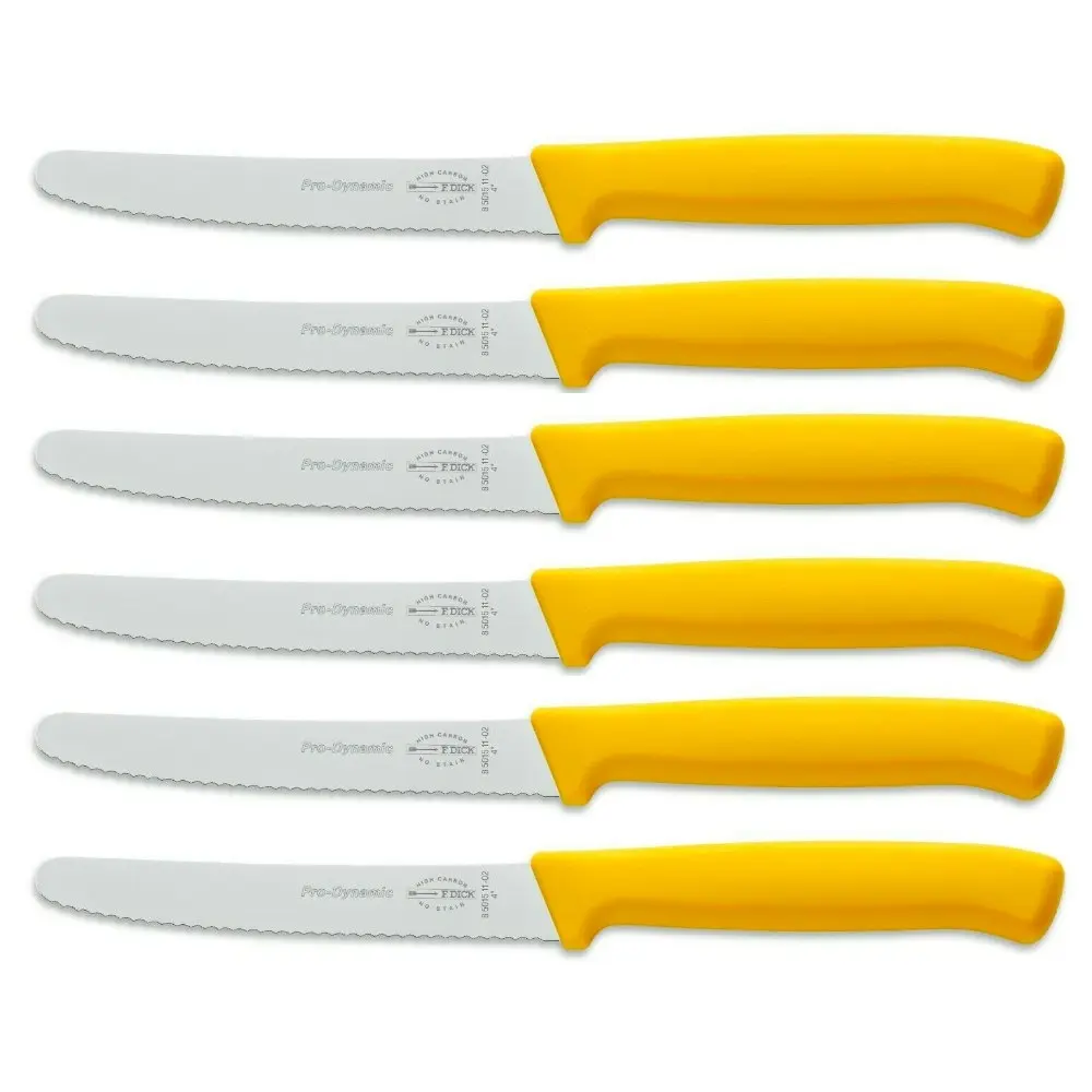 F DICK Fdick Micro Serrated Utility Steak Knives Knife Tomato Yellow X 6