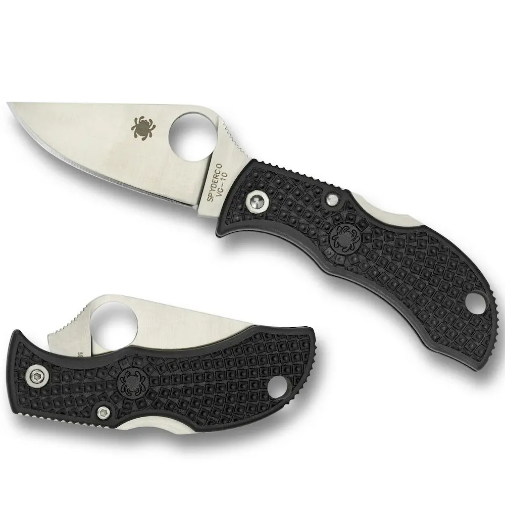 New Spyderco Manbug Lightweight Plain Blade Folding Knife Black Mbkp