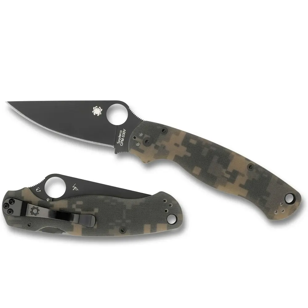 Spyderco Para Military 2 G-10 Camo - Plain Black Blade Folding Knife | YSC81GPCMOBK2