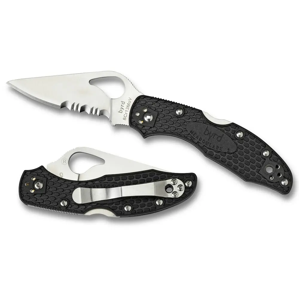 Spyderco Byrd Lightweight Meadowlark 2 Knife | Combo Blade Black YSBY04PSBK2