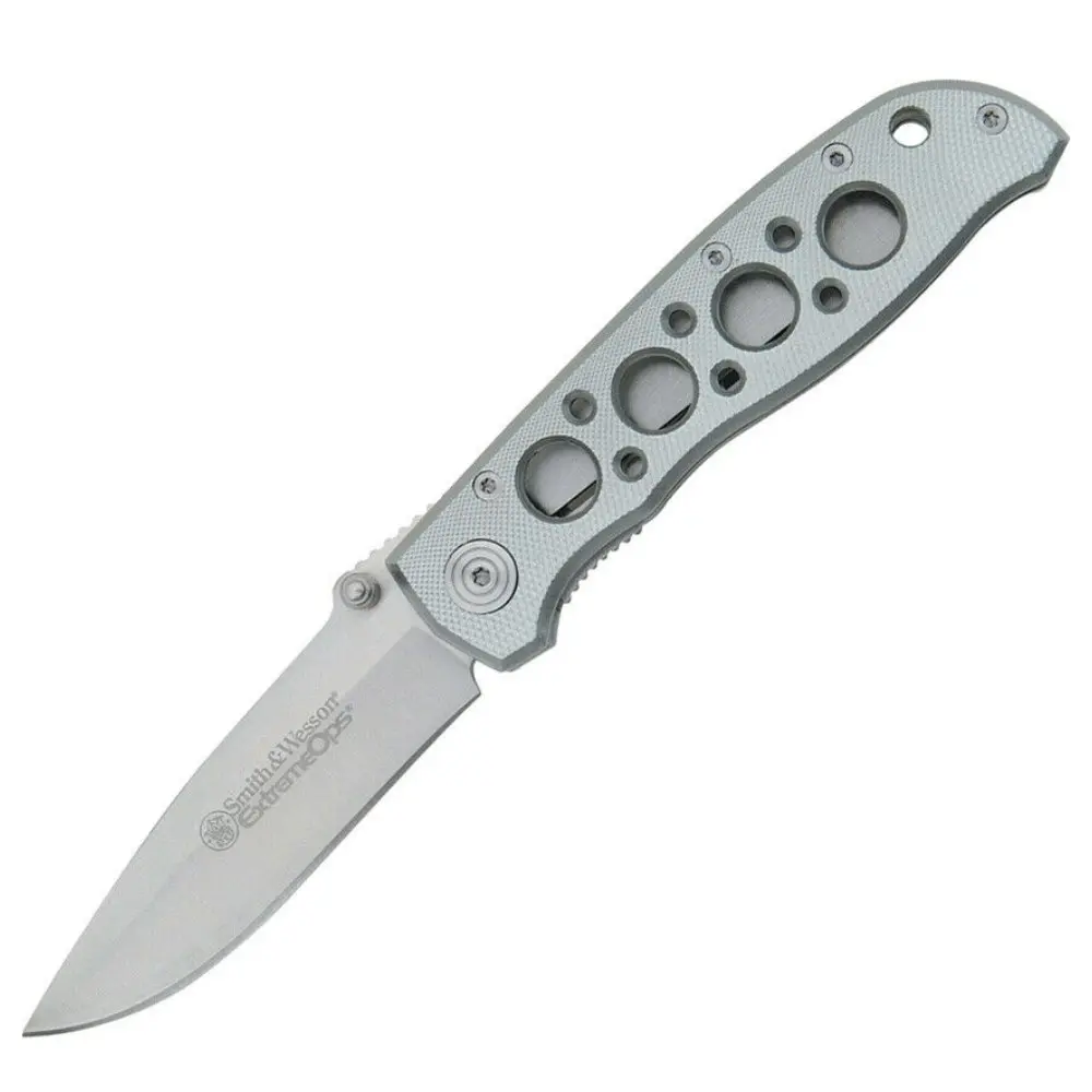 Smith and Wesson Extreme OPS Drop Point Silver Folding Knife CK105H