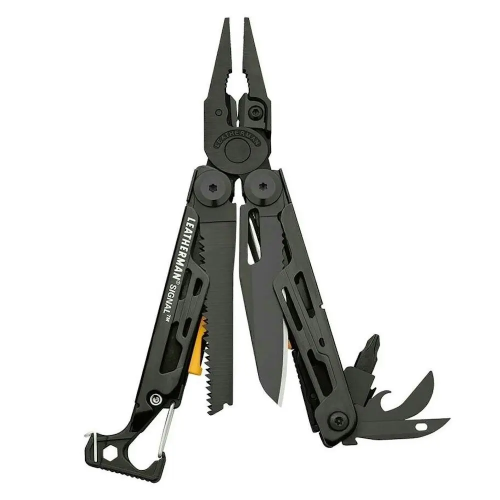 Leatherman Signal Black Stainless Steel Multi-Tool + Sheath | Fire Starter