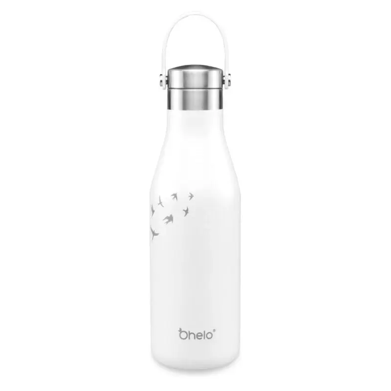 Ohelo White Bottle With Etched Swallows 500ml