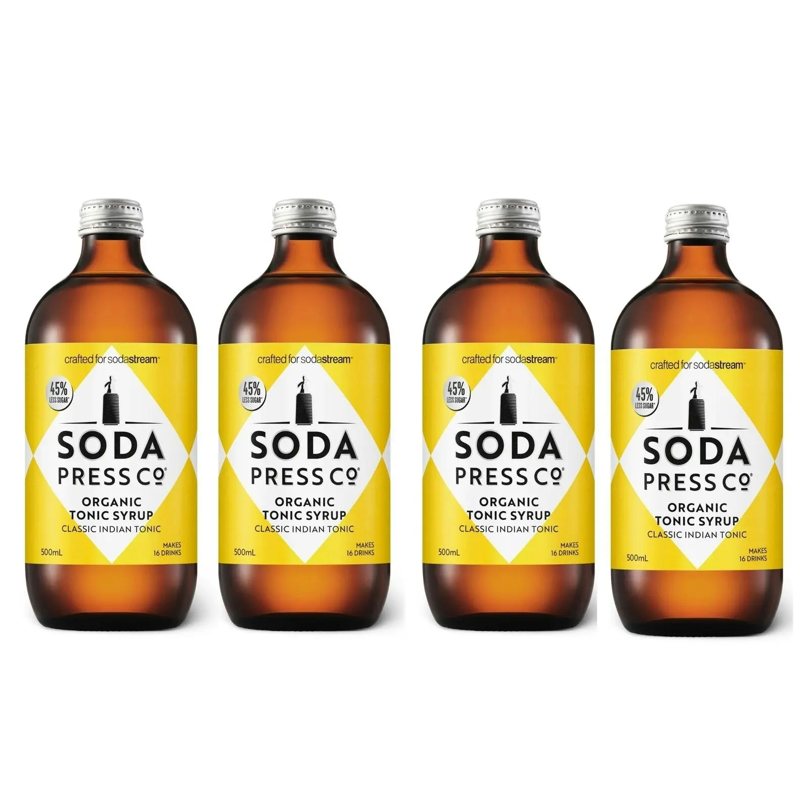 SodaStream Soda Press 4 Pack Organic Syrup 500ml - Indian Tonic