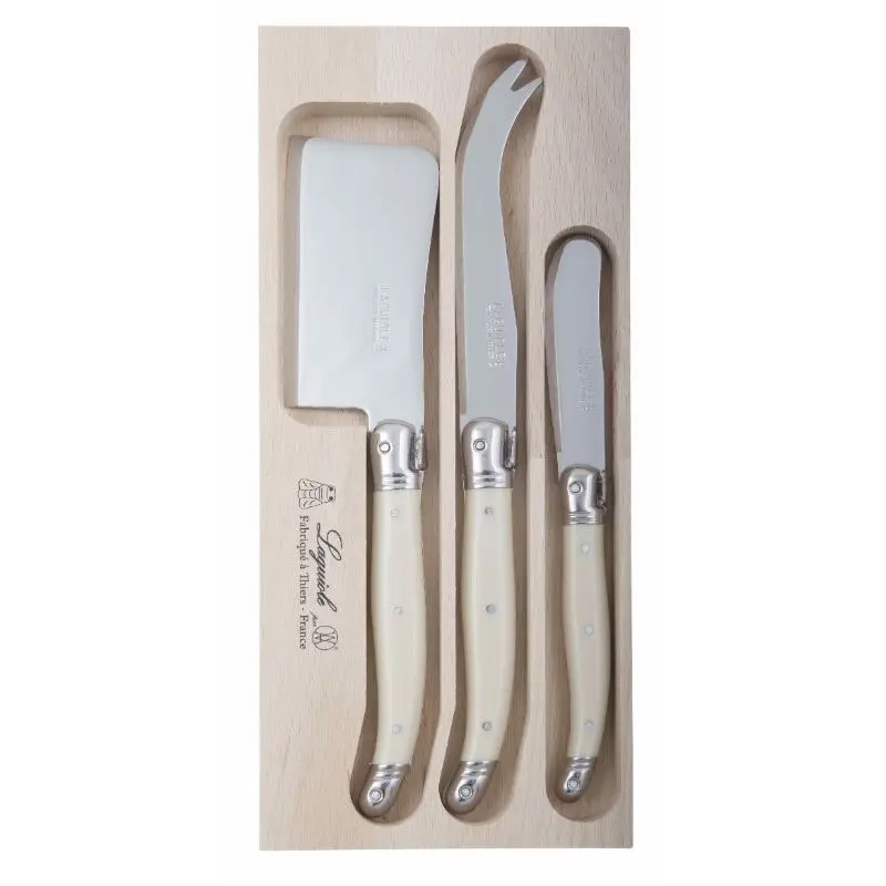 AndrÃƒÂ© Verdier Laguiole Debutant Ivory Cheese Knife Set 3 Piece- Ivory