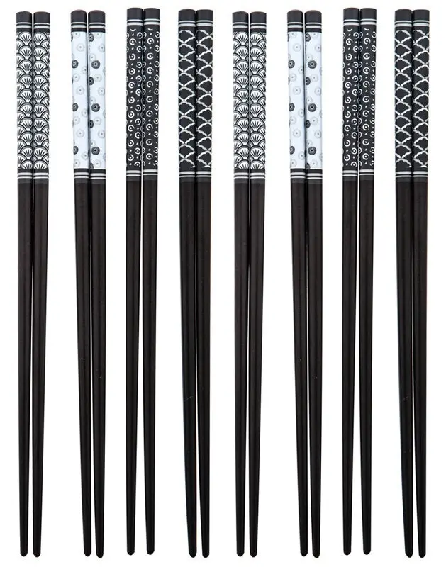 Davis & Waddell Bamboo Chopsticks Set - 8 Pairs - Black/White