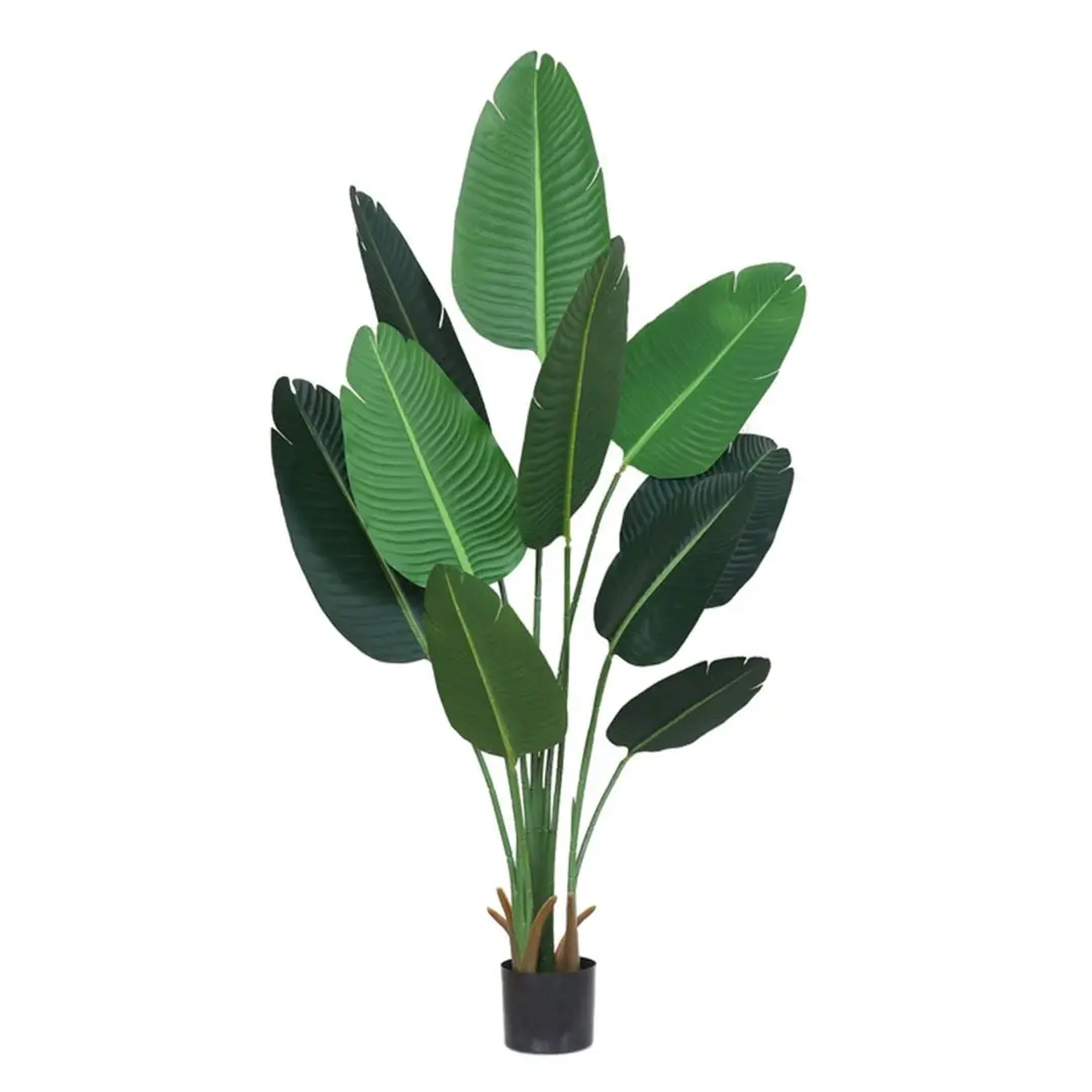 Soga 180cm Green Artificial Bird of Paradise Plants Fake Tropical Palm Tree with 10 in Pot and Woven Seagrass Belly, Home Decor