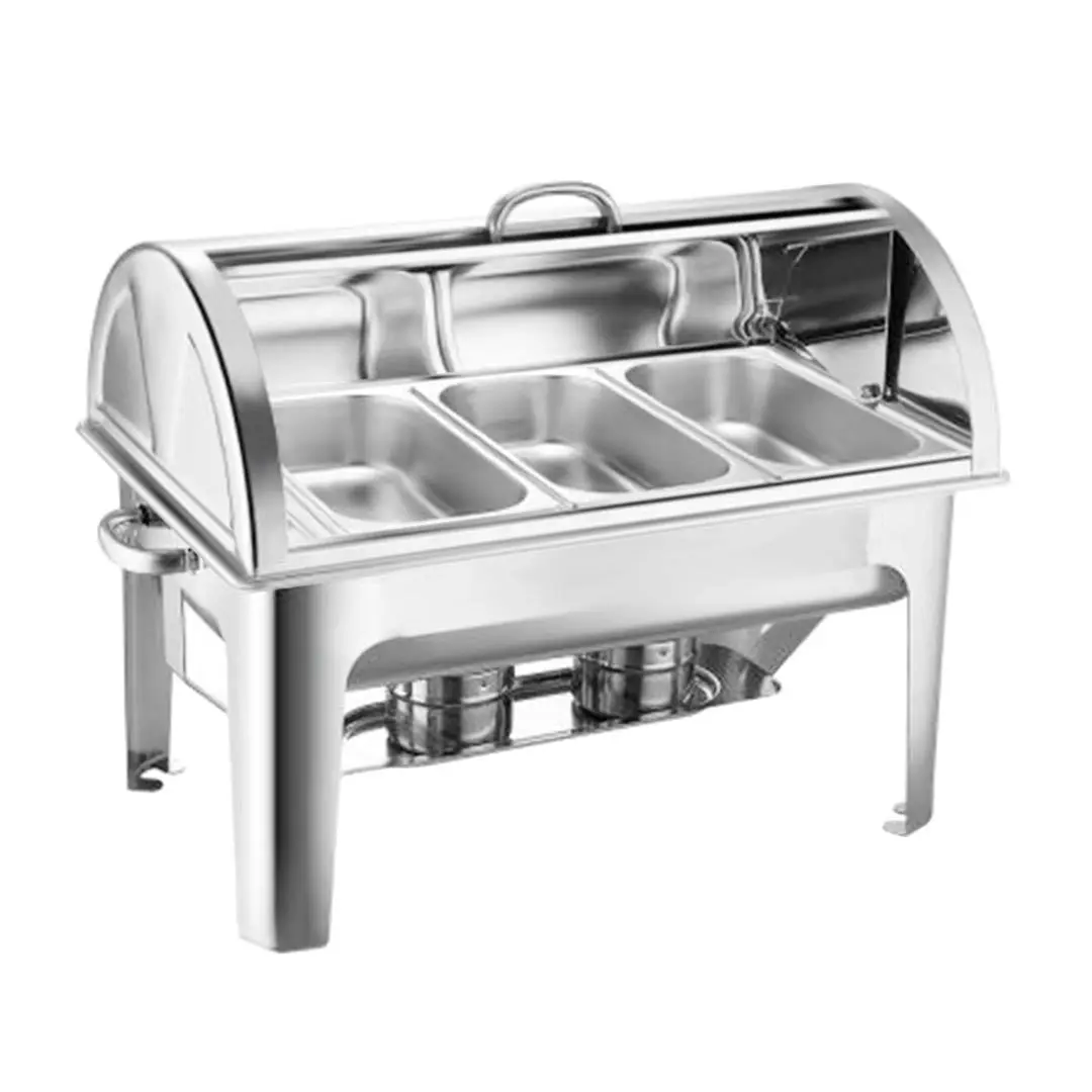 Soga 3L Triple Tray Stainless Steel Roll Top Chafing Dish Food Warmer