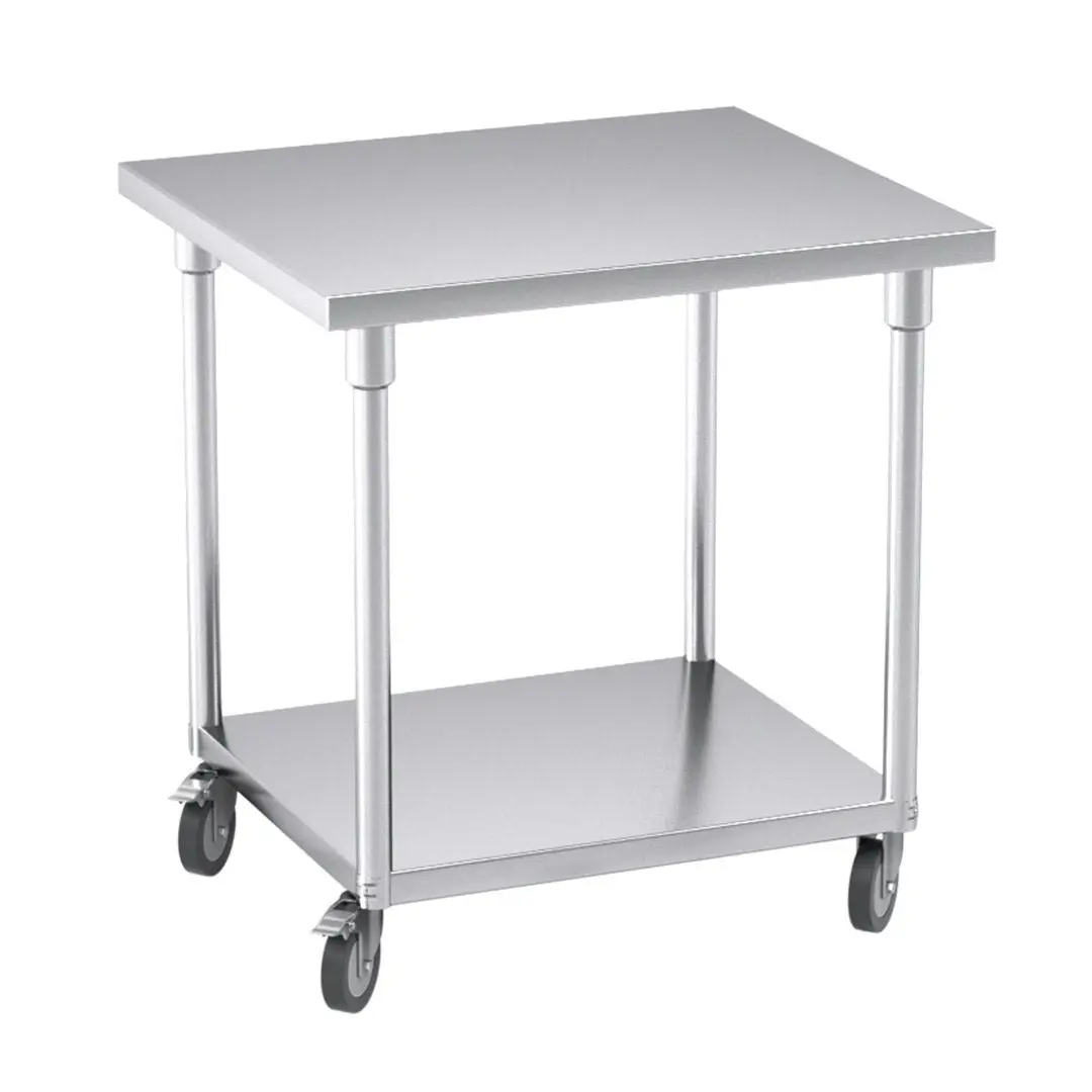 Soga 80cm Commercial Catering Kitchen Stainless Steel Prep Work Bench Table with Wheels