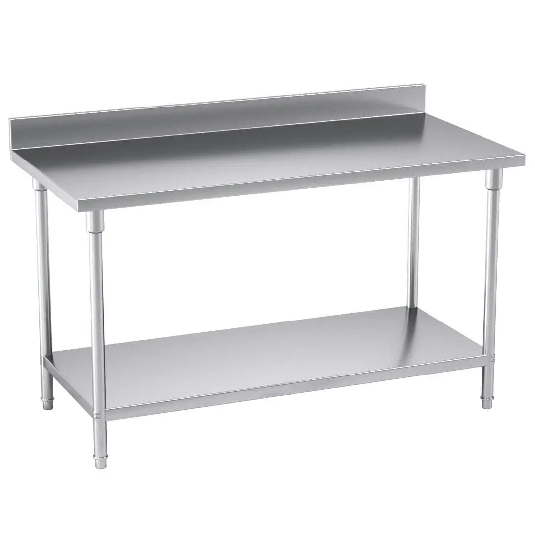 Soga Commercial Catering Kitchen Stainless Steel Prep Work Bench Table with Back-splash 150*70*85cm